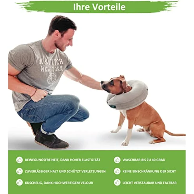 MC-Royal® Premium Halskrause, aufblasbare Halskrause für Hunde und Katzen mit ergonomischem Design, waschbarem Velourbezug, zuverlässigem Klettverschluss und einfacher Handhabung – Bild 3