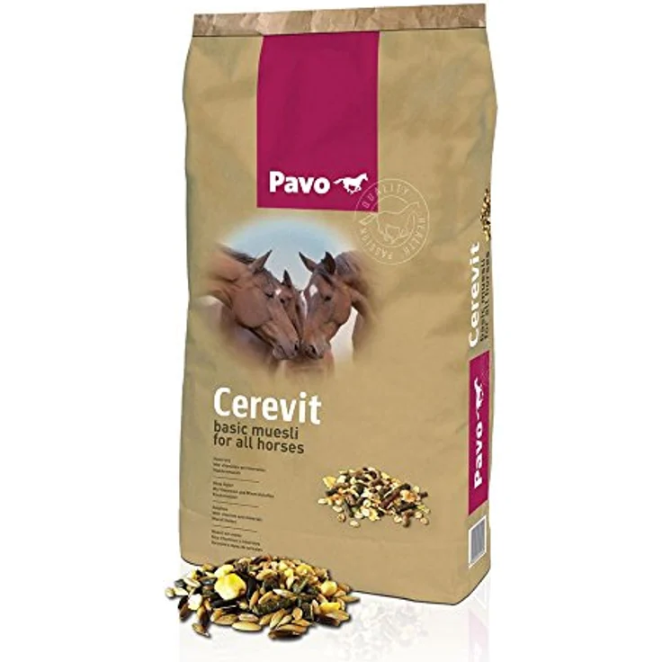 Pavo Cerevit, 15kg haferfreies Flockenmüsli für Freizeitpferde, mit wichtigen Vitaminen und Mineralstoffen, niedriger Eiweißgehalt