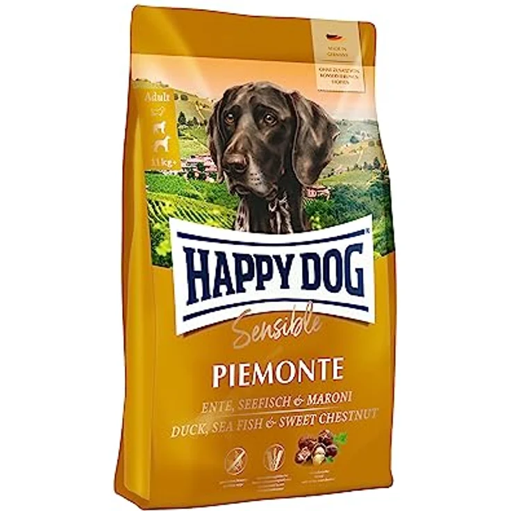Happy Dog Sensible Trockenfutter Adult Piemonte, getreidefrei mit Ente und Seefisch, 4 kg – Bild 1