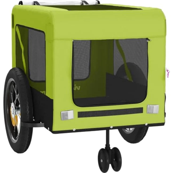 vidaXL Hunde-Transportbox Fahrradanhänger Schwarz Oxford-Gewebe Eisen, mit PVC-Dach und belastbarer Platte – Bild 6
