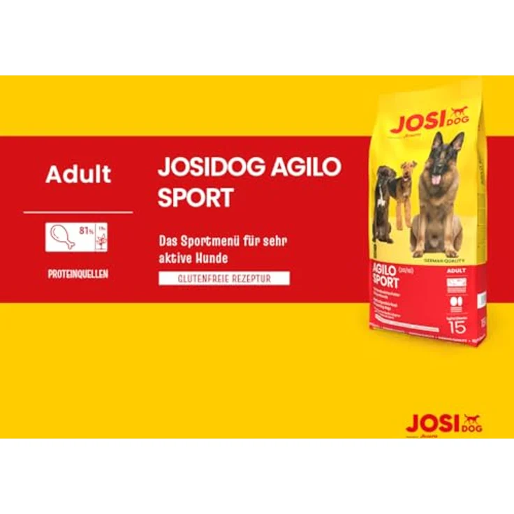 JosiDog Agilo Sport, Hunde-Trockenfutter mit 81% tierischen Proteinen, glutenfrei, für aktive Hunde, 15 kg – Bild 3