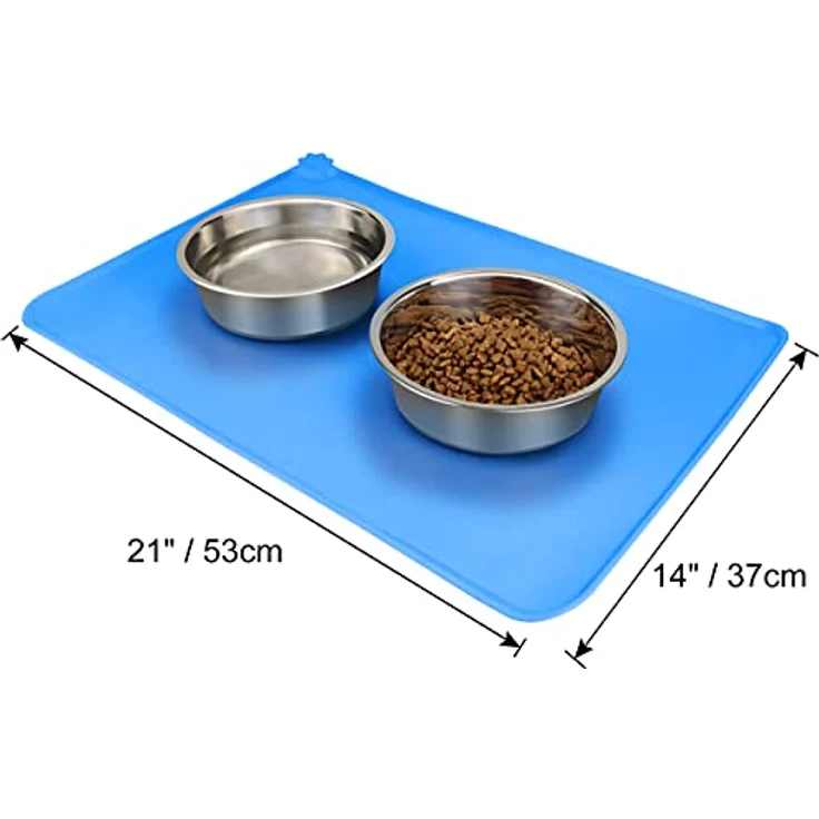 Joytale Silikon-Futtermatte für Hunde, rutschfest und wasserdicht mit erhöhtem Rand, 53 x 37 cm, Blau – Bild 2