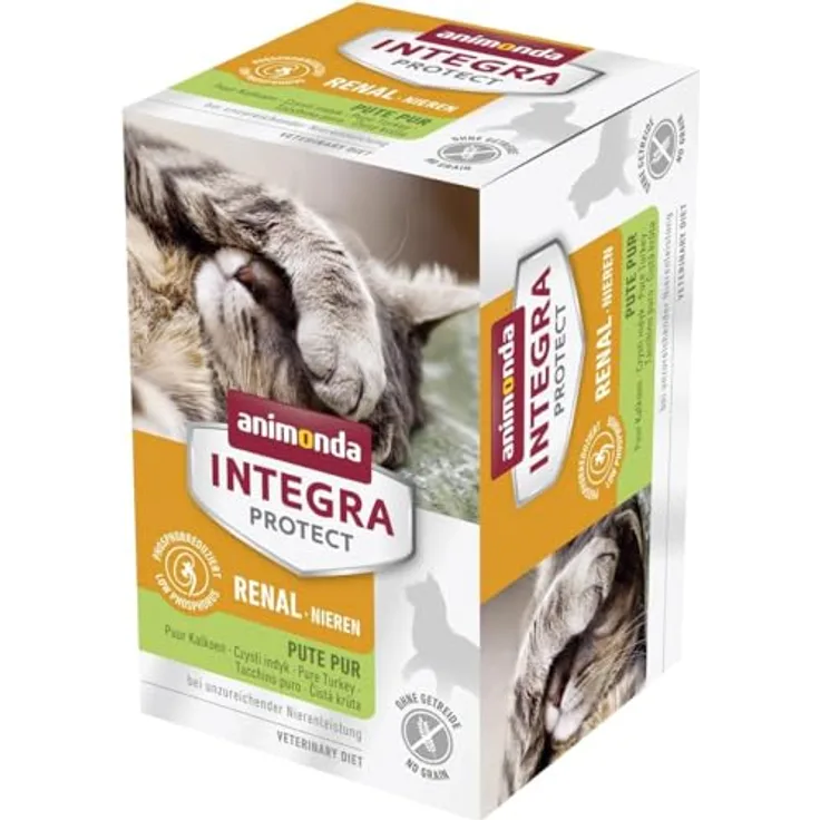 Animonda Integra Protect Niere, 6x100g Katzenfutter mit reduzierten Eiweiß- und Phosphorgehalt, Pute pur, getreidefrei
