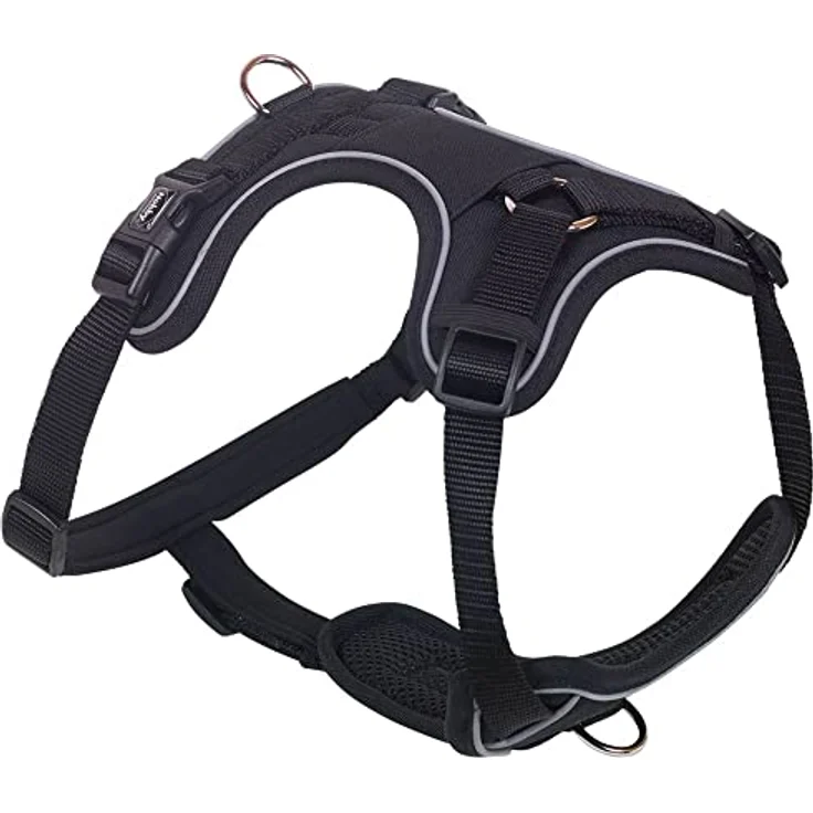 Nobby Komfort Geschirr MAILO, Gepolstertes Meshgewebe, 5 Größenverstellbare Gurte, Schwarz, L: Brust: 42-60 cm, Bauch: 65-85 cm, B: 25 mm, 1 Stück – Bild 2