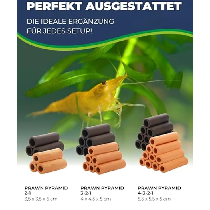 HOBBY Aquariendeko Prawn Pyramid 3-2-1, optimale Rückzugsmöglichkeit für Krebse und Garnelen, dunkel – Bild 4