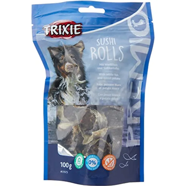TRIXIE Premio Sushi Rolls with Fish, 100 g - Hochwertiger Hundesnack mit intensivem Fischgeschmack, glutenfrei und ohne Zuckerzusatz