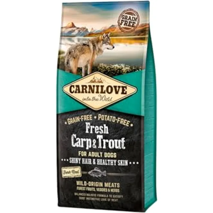 Carnilove Dog Adult Fresh - Trockenfutter mit frischem Karpfen und Forelle, 12kg
