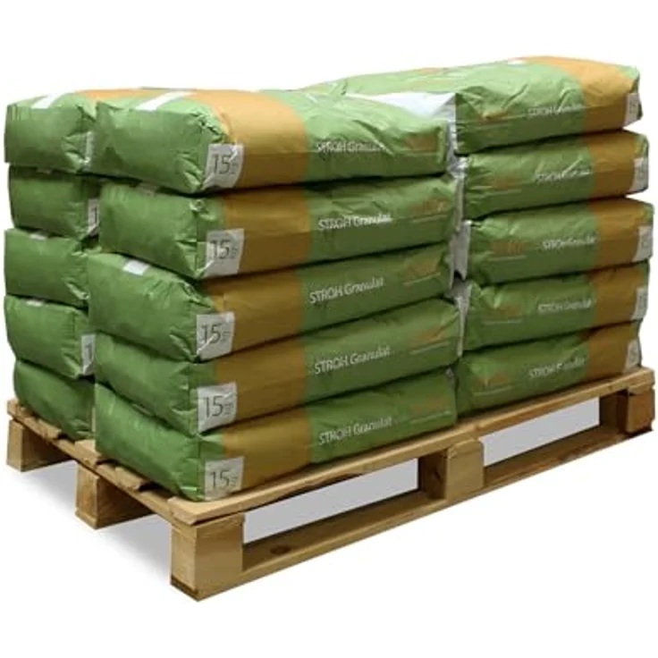 STROY Strohgranulat Einstreu für Tiere, 15kg x 20 Sack, 300kg / 1 Palette, geeignet für Groß- und Kleintiere, Stall und Paddock, inkl. Versand – Bild 2