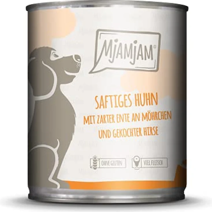 MjAMjAM Premium Nassfutter für Hunde - Mixpaket I - Huhn & Ente, Rind, Pute, 6er Pack (6 x 800 g), glutenfrei, naturbelassen mit hohem Fleischanteil – Bild 5