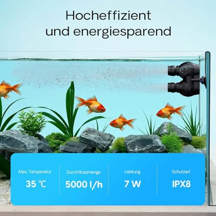 SunSun JVP-200A Strömungspumpe 5000 l/h, 7 W mit 2 schwenkbaren Düsen und Saugnapf zur flexiblen Montage – Bild 4