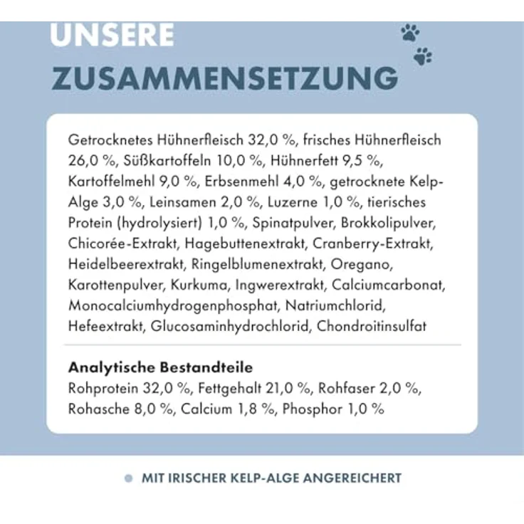 Irish Pure Welpenfutter Trockenfutter | 12kg | Freiland-Huhn, Kelp-Alge & Gemüse | Hoher Fleischanteil | Getreidefrei | Sensitiv | Für alle Rassen – Bild 3