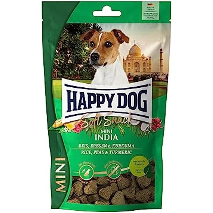 Happy Dog SoftSnack Mini India, Hundesnack für Haut & Fell, vegetarische Rezeptur, 100 g