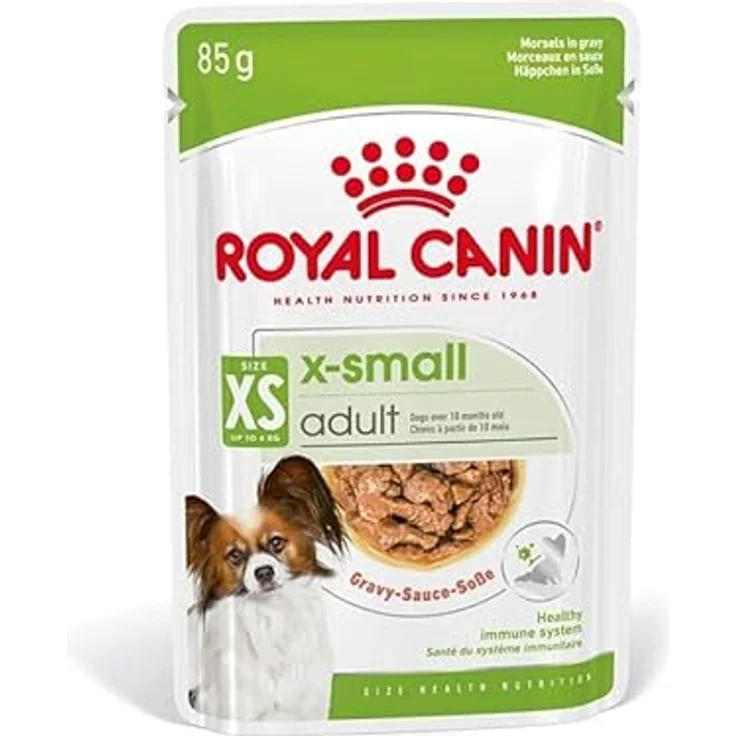 ROYAL CANIN X-Small Adult Häppchen in Soße, Feuchtnahrung für kleine Hunde, Doppelpack 2 x 12 x 85 g, ab 10 Monate, nährstoffreich im Pouchbeutel – Bild 4