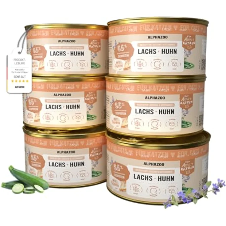 alphazoo Katzenfutter Kaninchen + Huhn, 6x200g – Premium Nassfutter, getreidefrei, mit Pastinake, Lachsöl & Katzenminze, proteinreich, leicht verdaulich – Bild 1