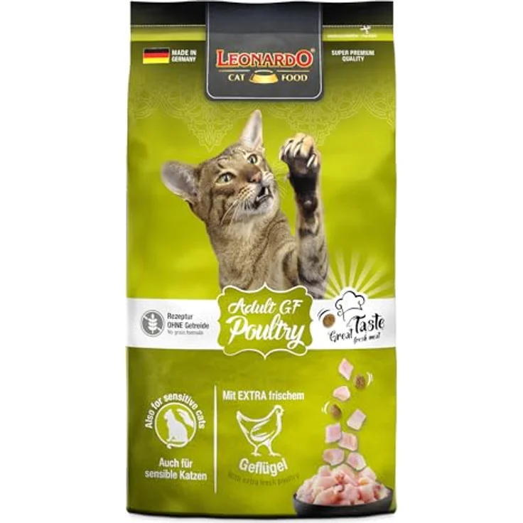 LEONARDO Adult GF Poultry, getreidefreies Trockenfutter für Katzen, 1,8kg Beutel, mit extra frischem Geflügel, Made in Germany – Bild 1