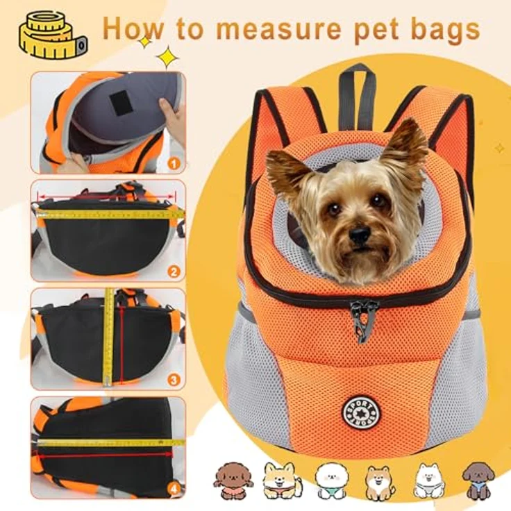 M MUNCASO Hundetrage-Rucksack für kleine Haustiere, atmungsaktives Head-Out-Design, verstellbare Träger, wasserdichter Boden, Medium für Hunde bis 6 kg – Bild 5