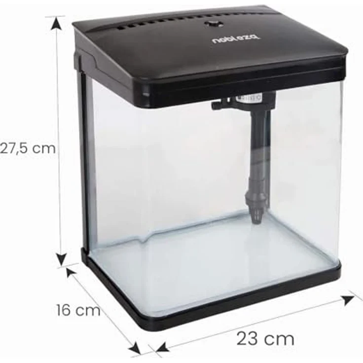Nobleza Nano-Fischtank-Aquarium, 7 Liter mit LED-Beleuchtung und integriertem Filtersystem, Schwarz – Bild 3