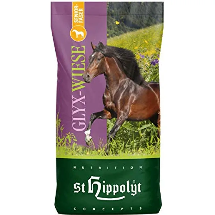 St. Hippolyt Glyx-Wiese Seniorfaser, Pferdefutter zur Aufwertung der Raufutterration, 15 kg