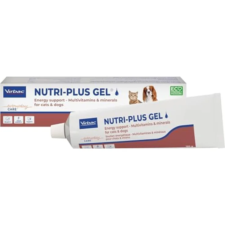 Virbac Nutri-Plus Gel, 120 g, Diät-Ergänzungsfuttermittel mit hoher Energiedichte für Hunde & Katzen