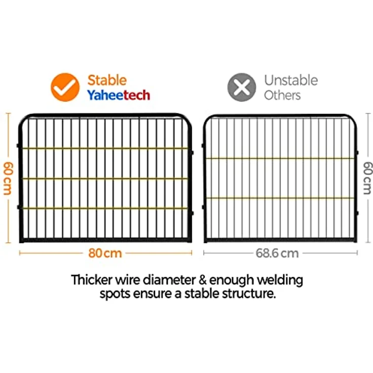 Yaheetech Welpenlaufstall, 6 Gitter 80x60 cm, faltbares Welpengitter für Innen/Außenbereich mit Tür und Heringen – Bild 5