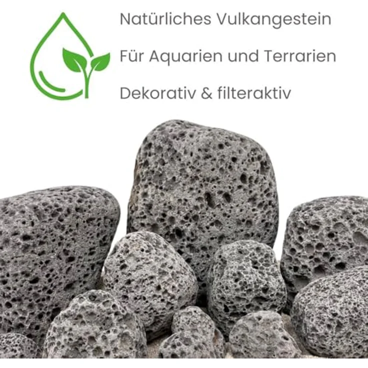 AquaOne Black Lava Pebbles, 25 kg Mix Natursteine für Aquascaping, Größe S-XL, Wasser neutral, dekorativ für Aquarien und Terrarien – Bild 4