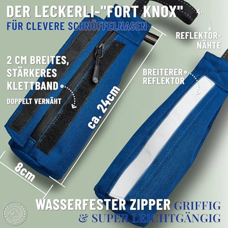 GIZZY® Futterdummy Hunde, Robuster Leckerlie-Beutel für alle Rassen, strapazierfähig, leichtgängiger Reißverschluss, fördert Intelligenz und Lernbindung – Bild 5