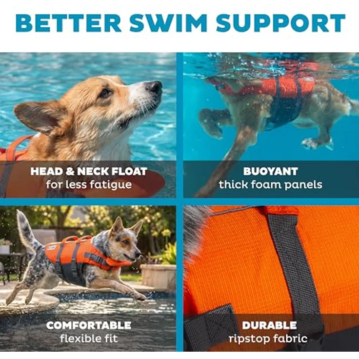 Outward Hound Kyjen 22020 Ripstop Quick Release Rettungsweste für Hunde, verstellbar, Größe M, orange mit reflektorierenden Akzenten und Griff für schnelle Rettungsaktionen – Bild 4