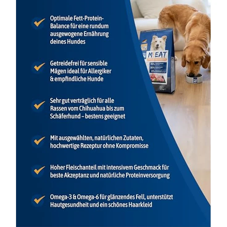NutriQM® Meat Sensitiv Hundefutter trocken, getreidefrei – Monoprotein Huhn, mit ITW-Tierwohl-Siegel, 12 kg, hoher Fleischanteil, Made in Germany – Bild 3