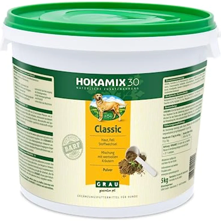 GRAU HOKAMIX30 Classic Pulver, Kräutermischung mit 30 wichtigen Kräutern zur Vorsorge, Ergänzungsfuttermittel für Hunde, 5 kg – Bild 1