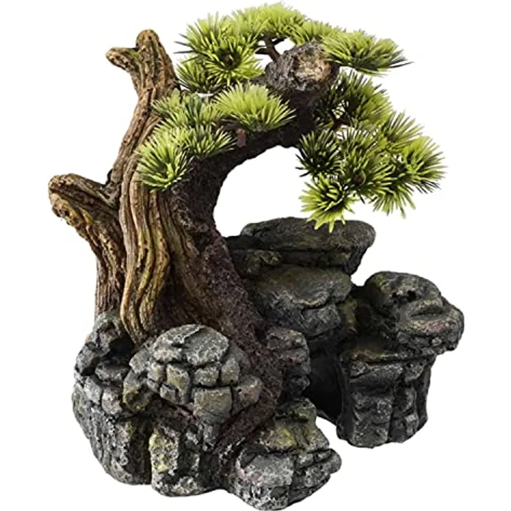 Europet-Bernina Aquariendeko Bonsai, naturgetreue Aquariumdekoration aus ungiftigem Polyesterharz, für Süß- und Meerwasseraquarien