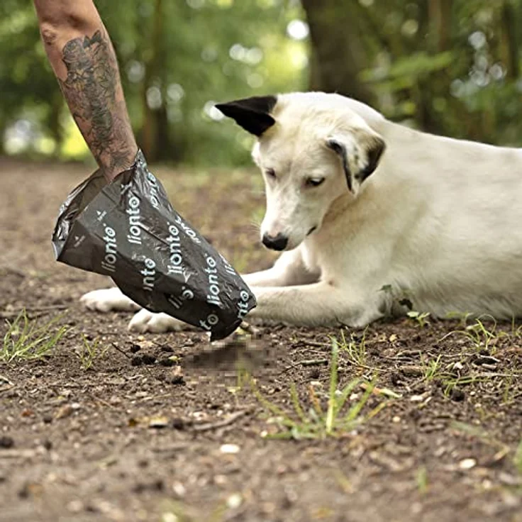 lionto Hundekotbeutel 900 Beutel (60 Rollen), auslaufsichere und extra dicke Nachfüllrollen, unparfümiert, schwarz/grün – Bild 2