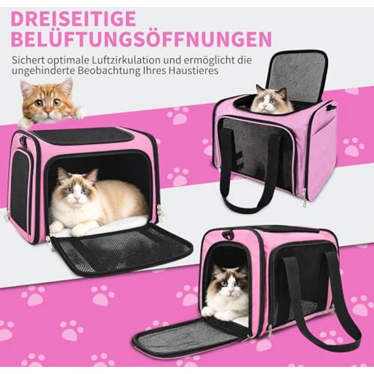 Aipwerer Faltbare Katzen Transportbox, M/L in Blau, strapazierfähiges Polyester, atmungsaktiv und bequem, für Reisen und Alltag – Bild 5
