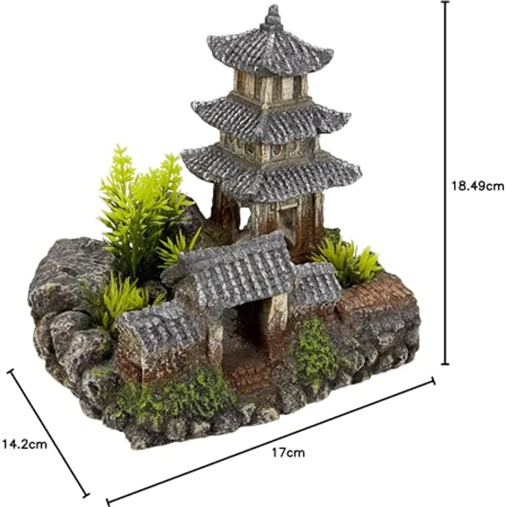 Nobby Aqua Ornaments ASIATISCHER TEMPEL, detailgetreue Polyresin Dekoration für Süss- und Meerwasseraquarien mit Pflanzen – Bild 5