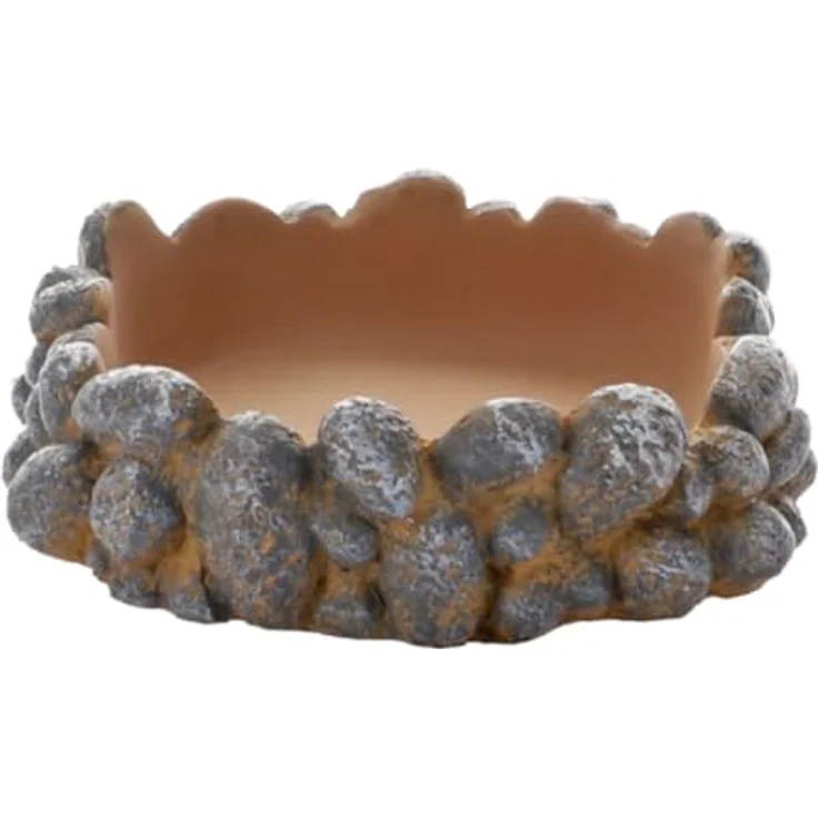 Hobby Trinkschale Pebbles M - Wasserschale aus hochwertigem Polyresin, grau, flache Form für einfache Wasseraufnahme, Maße 21 x 16 x 3,5 cm – Bild 2