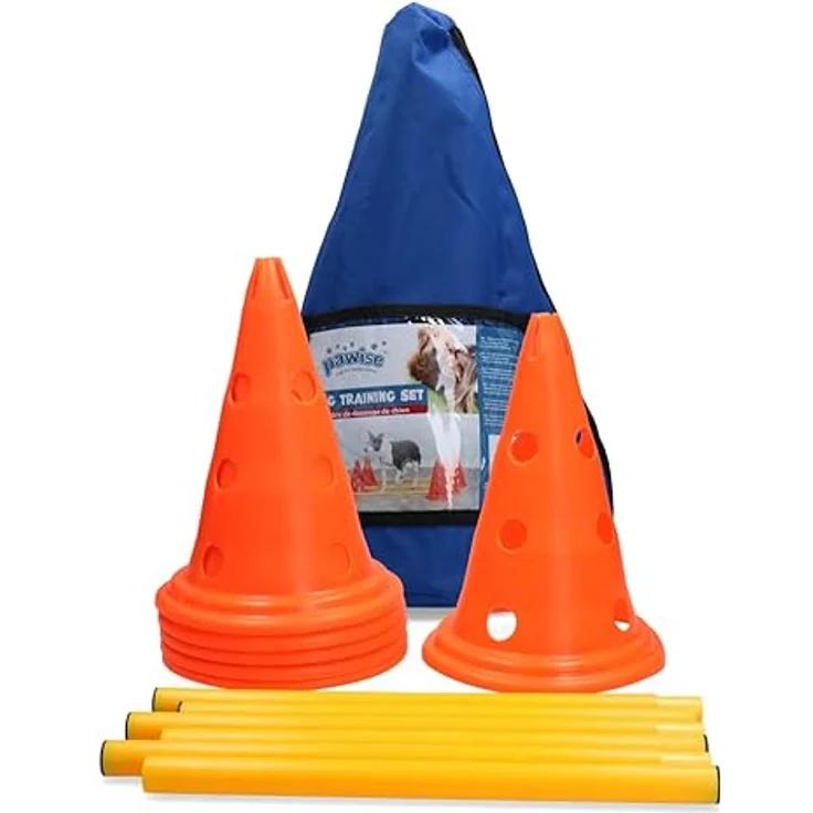 Pawise Dog Activity Set, Outdoor-Spielzeug mit 3 Hürden und 6 Pylonen, verstellbare Höhe, 23*32 cm – Bild 2