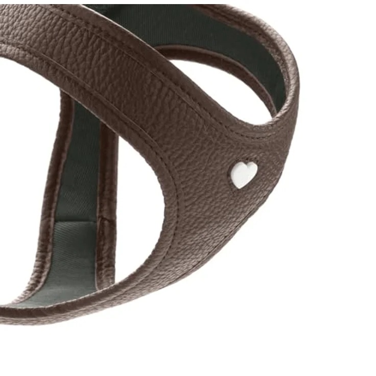 HUNTER Hundegeschirr Love, braun, weiches Rindsleder, handgenähtes Herz, atmungsaktive Mesh-Polsterung, Größe XXS-XS, Made in Germany – Bild 3