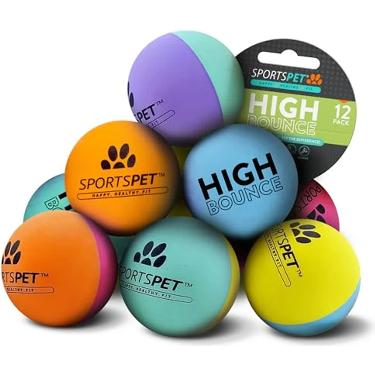 SPORTSPET High Bounce Bälle, Naturkautschuk für Hunde, Ø 60mm, 12er-Pack, schwimmfähig, fördert Fitness und Reaktionsfähigkeit – Bild 1