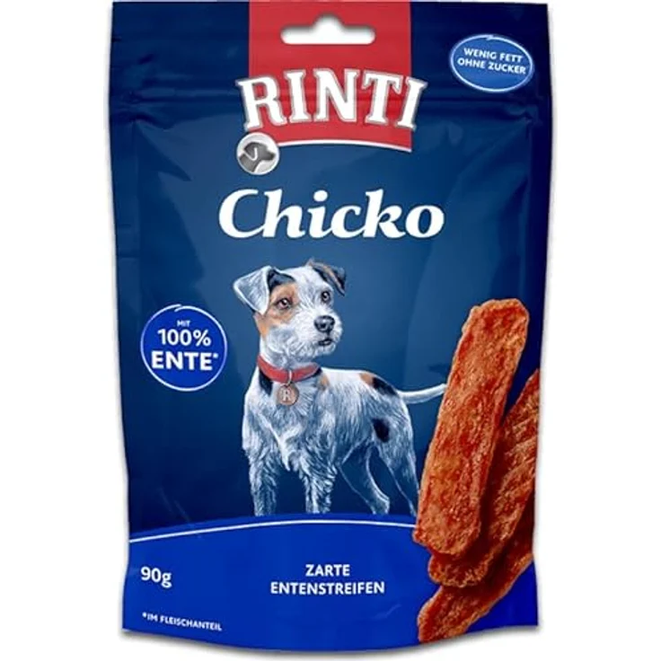 Rinti Chicko zarte Entenstreifen luftgetrocknet, Hundesnack ohne Zusatzstoffe, 12 x 90 g – Bild 2