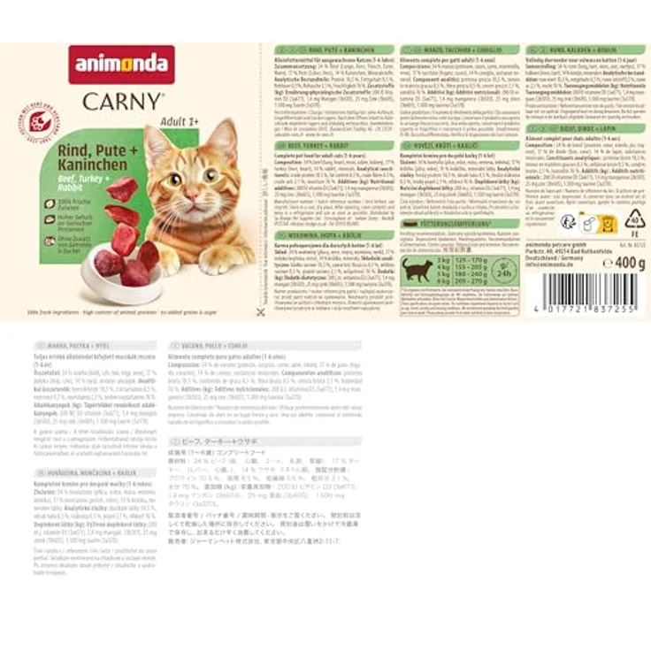 Animonda Carny Nassfutter Katze Adult, Mixpaket Fleischauswahl 12x400 g, ohne Zucker und Konservierungsstoffe, für Katzen von 1-6 Jahren – Bild 10