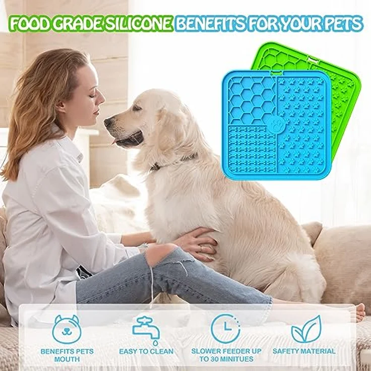 khlerox Schleckmatte Hund, Premium Leckmatte mit Saugnapf zur Linderung von Hundeangst, für Baden und Training, spülmaschinenfest – Bild 5