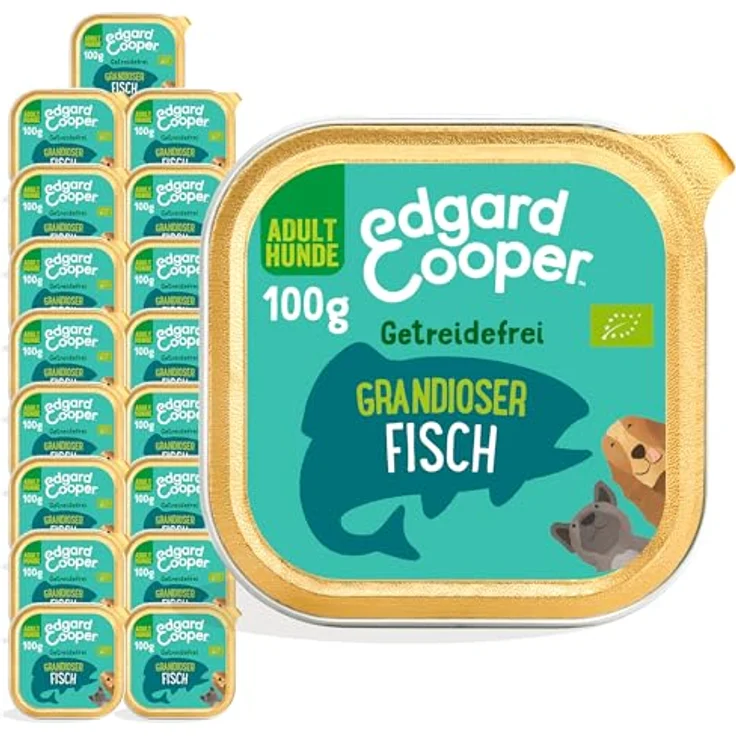 Edgard & Cooper Bio-Nassfutter für ausgewachsene Hunde – Bio-Fisch – 100 g (17er-Pack) – Hochwertiges, glutenfreies Futter mit frischem Fleisch und Präbiotika zur Unterstützung der Verdauung – Bild 1