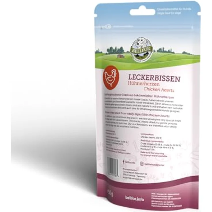 Bellfor Hühnerherzen, Gefriergetrockneter Hundesnack, 50 g, Getreidefrei, Proteinreich, ohne künstliche Zusätze – Bild 5