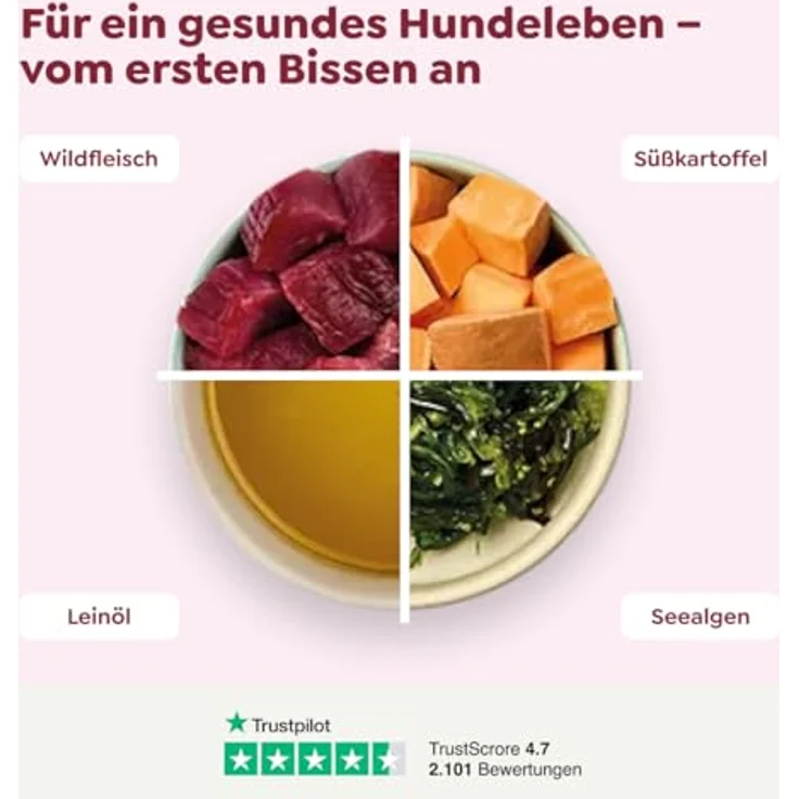 WOW Adult 6 x 800 g - Wild, Hochwertiges Hundefutter mit Rind, Lachs, Pute, Wild und Lamm, ohne Getreide, reich an Proteinen und Vitalstoffen – Bild 4