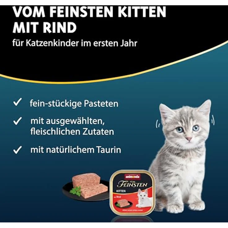 animonda vom Feinsten Kitten mit Rind, Katzen-Nassfutter ohne Farbstoffe, 32x100g – Bild 2