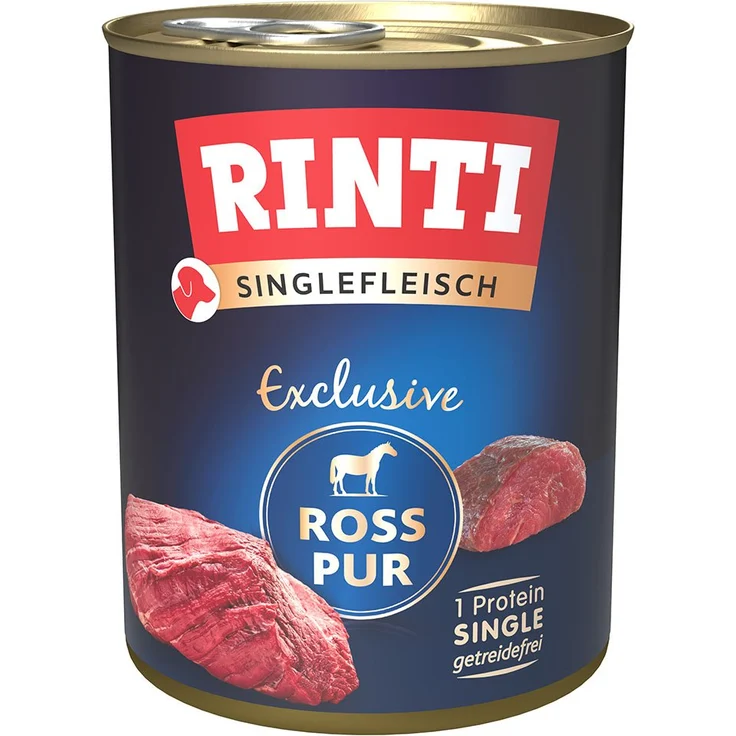 Rinti Singlefleisch Ross pur, Hunde-Nassfutter mit 100% Pferd, 6x800g