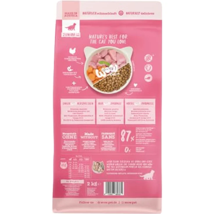 WOW Cat Junior Geflügel, 2 kg Premium-Trockenfutter für Kitten mit 87% tierischem Protein, ohne Getreide – Bild 2