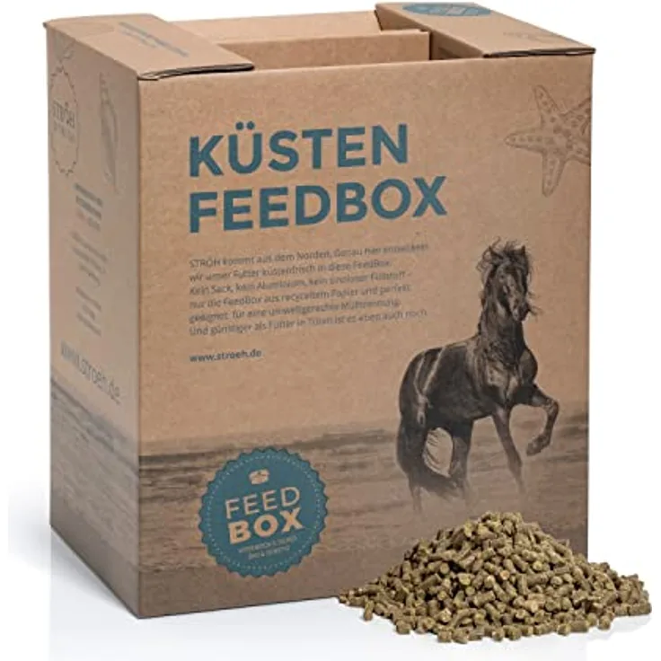 STRÖH Magenruhe Pferd, 12kg Feedbox für Magen, Darm & Verdauung, Mineralfutter mit Bierhefe, Sanddorn & Vanille