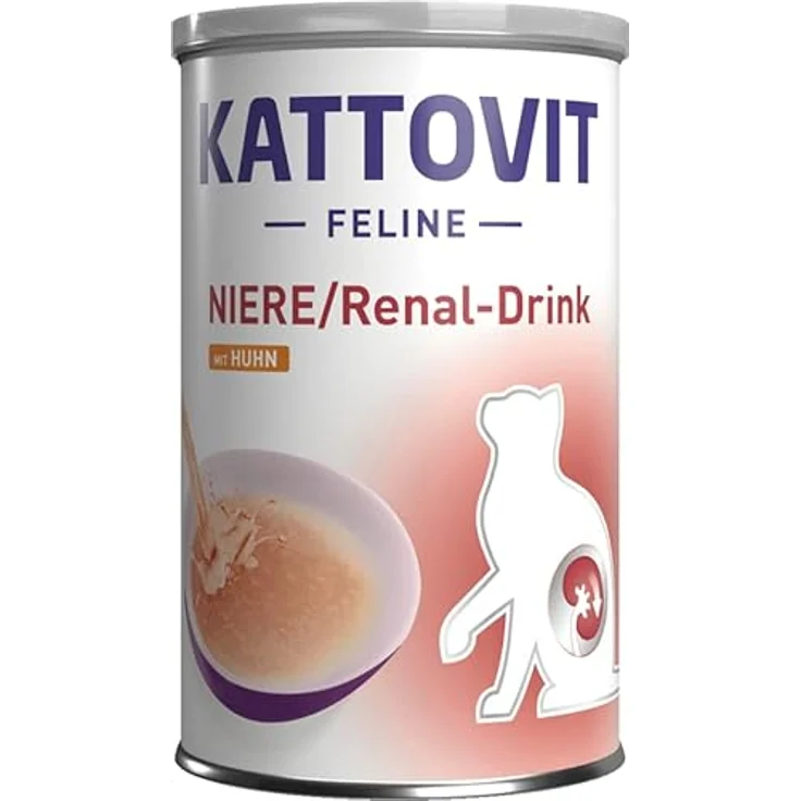 Kattovit Niere/Renal-Drink Huhn, 24x135 ml Ergänzungsfuttermittel für Katzen, Unterstützung der Nierenfunktion, Fleischstückchen mit Huhn – Bild 2