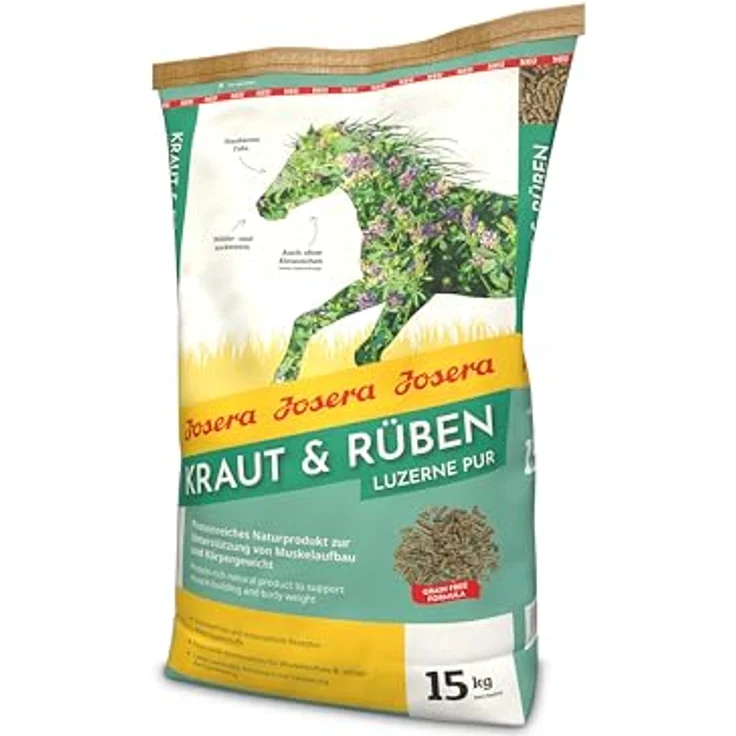 Josera Kraut & Rüben Luzerne Pur, Pferdefutter 15 kg, getreidefreier Strukturmix, proteinreich, umweltfreundlich – Bild 2