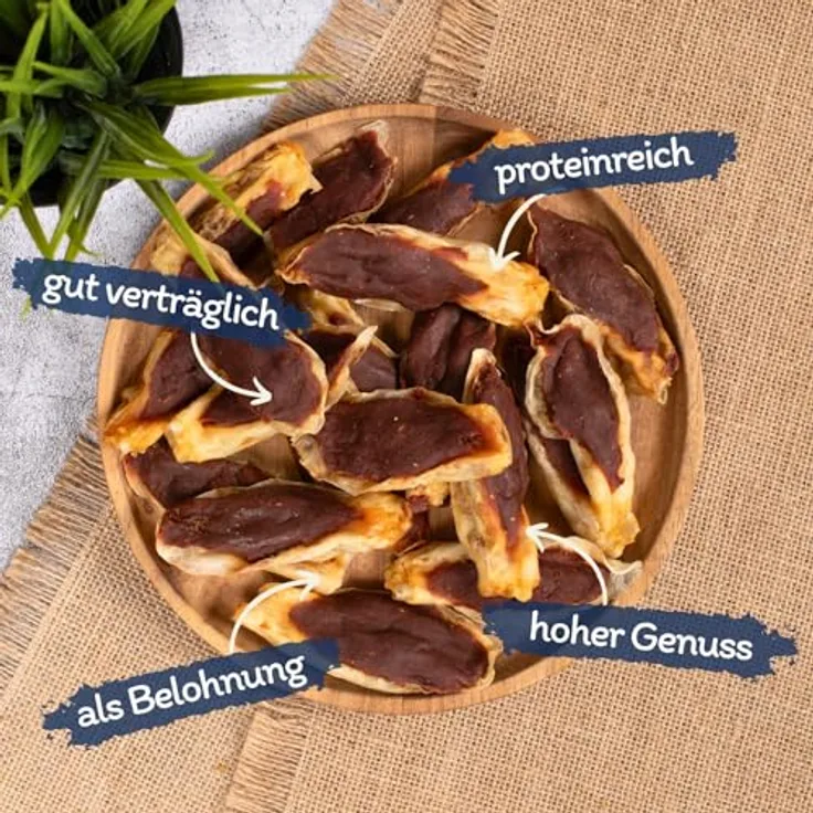Lyra Pet® Kaninchenohren gefüllt mit Ente, 10 kg getrockneter Kausnack, fettarm, ideal als Belohnung für Hunde, wiederverschließbarer Beutel, reich an Nährstoffen